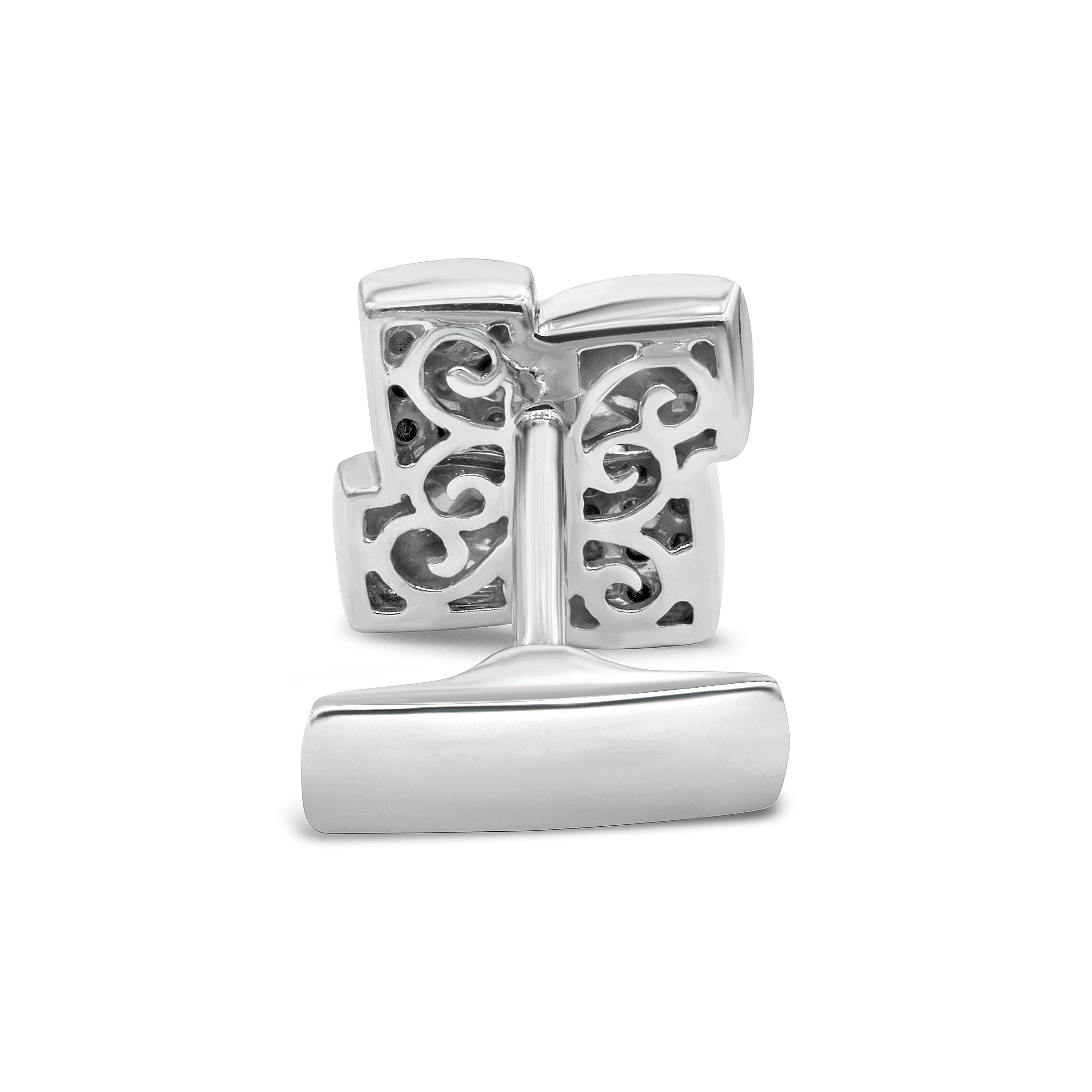 Black Diamond Square Face Cufflinks In New Condition In New York, NY