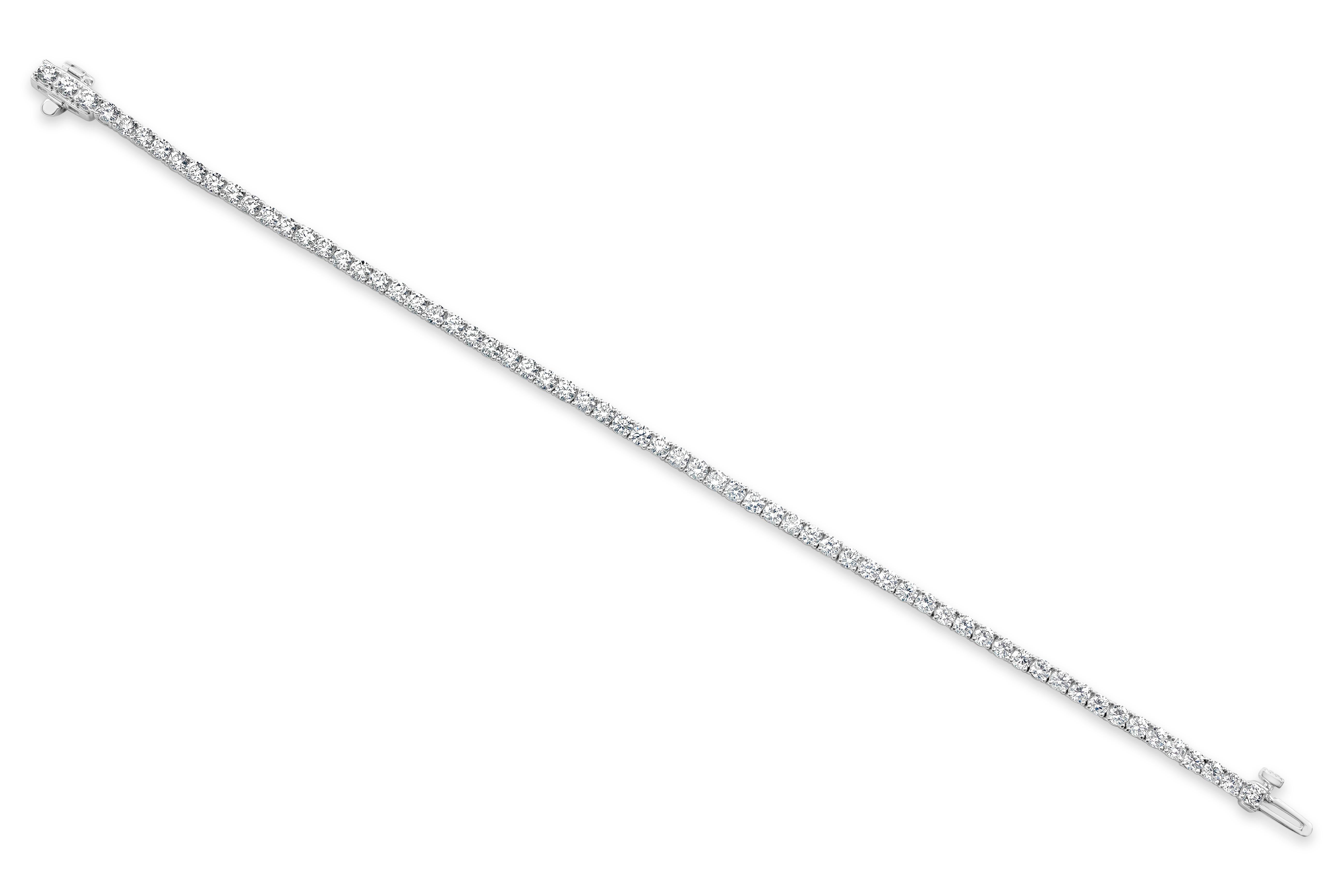 Roman Malakov 4.01 Carat Round Diamond Tennis Bracelet at 1stDibs