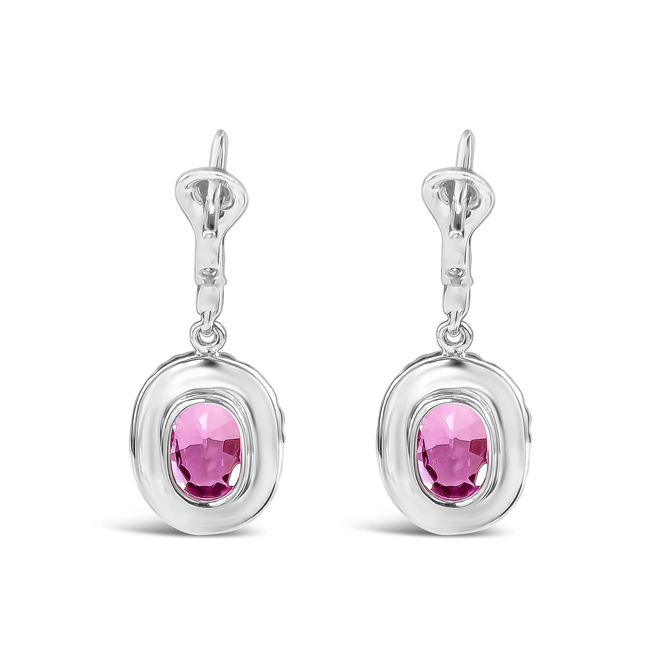 Modern Roman Malakov, Pink Sapphire and Diamond Halo Dangle Earrings