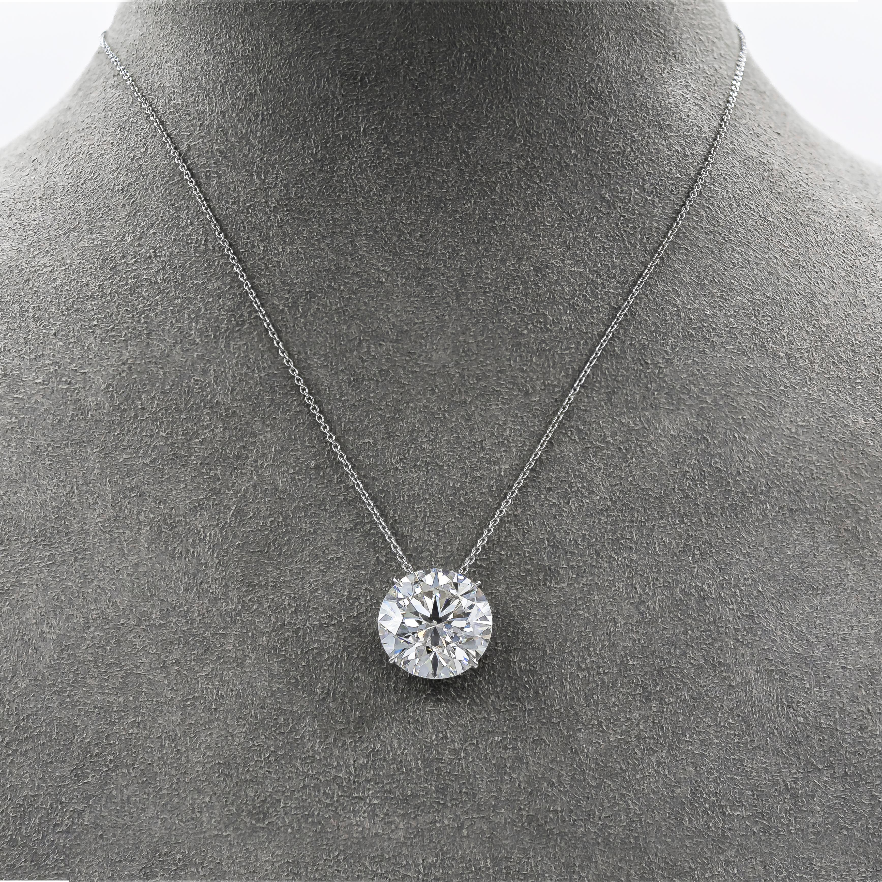 Round Cut Roman Malakov 10.43 Carat Brilliant Round Diamond Solitaire Pendant Necklace For Sale