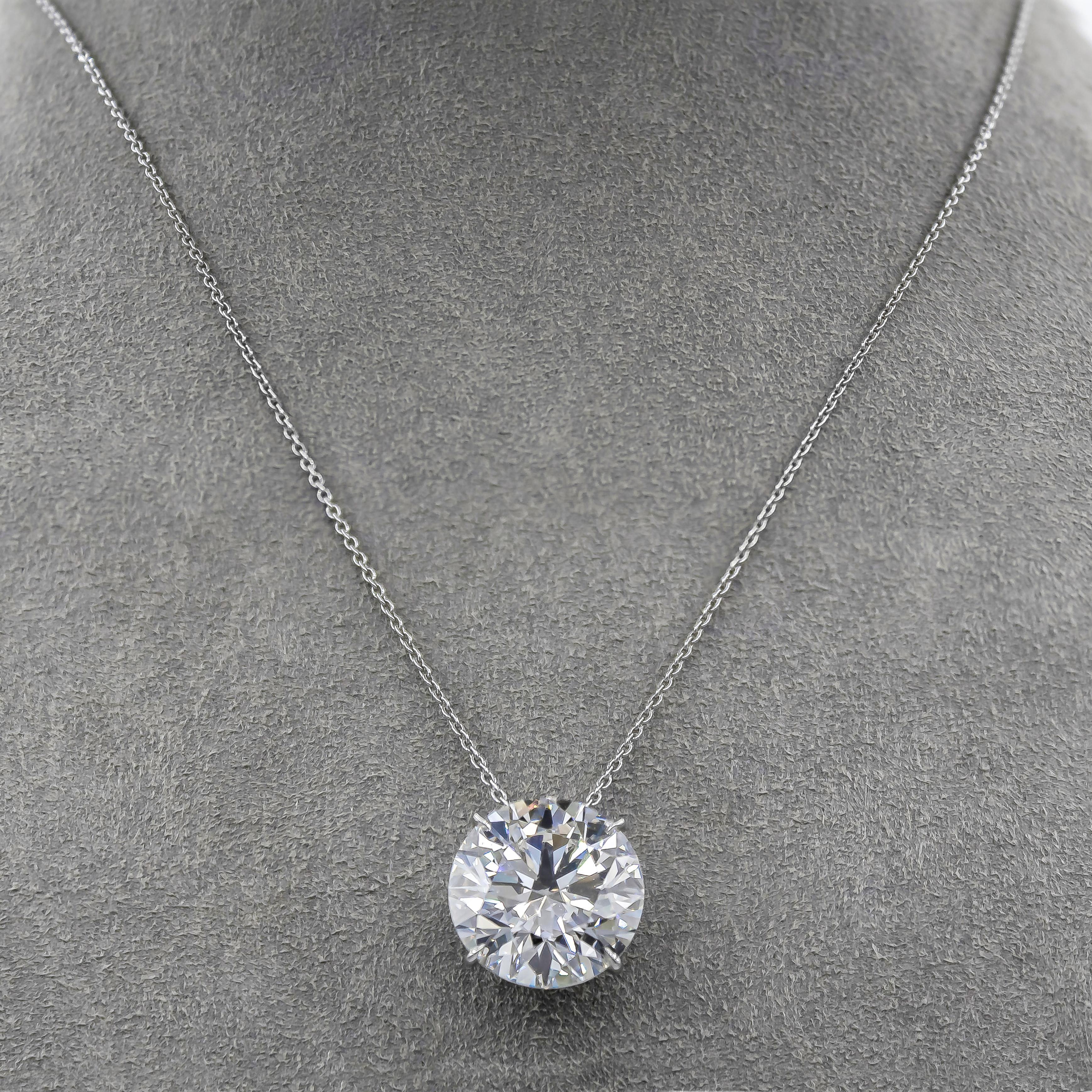 Women's or Men's Roman Malakov 10.43 Carat Brilliant Round Diamond Solitaire Pendant Necklace For Sale
