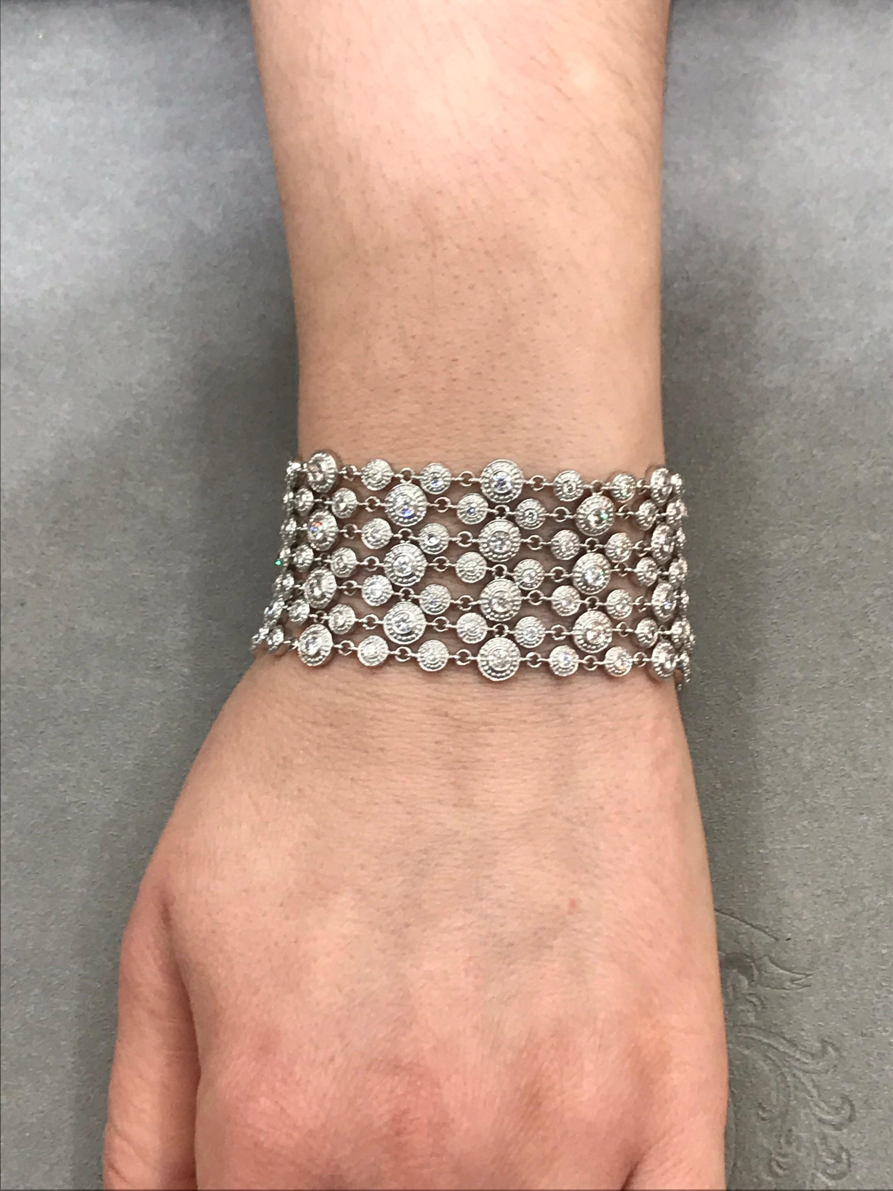 Roman Malakov 6.58 Carats Total Round Diamond Fashion Wide Bracelet  1