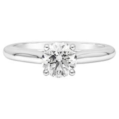 Antique Cartier GIA Certified 0.90 Carat Round Diamond Solitaire Engagement Ring