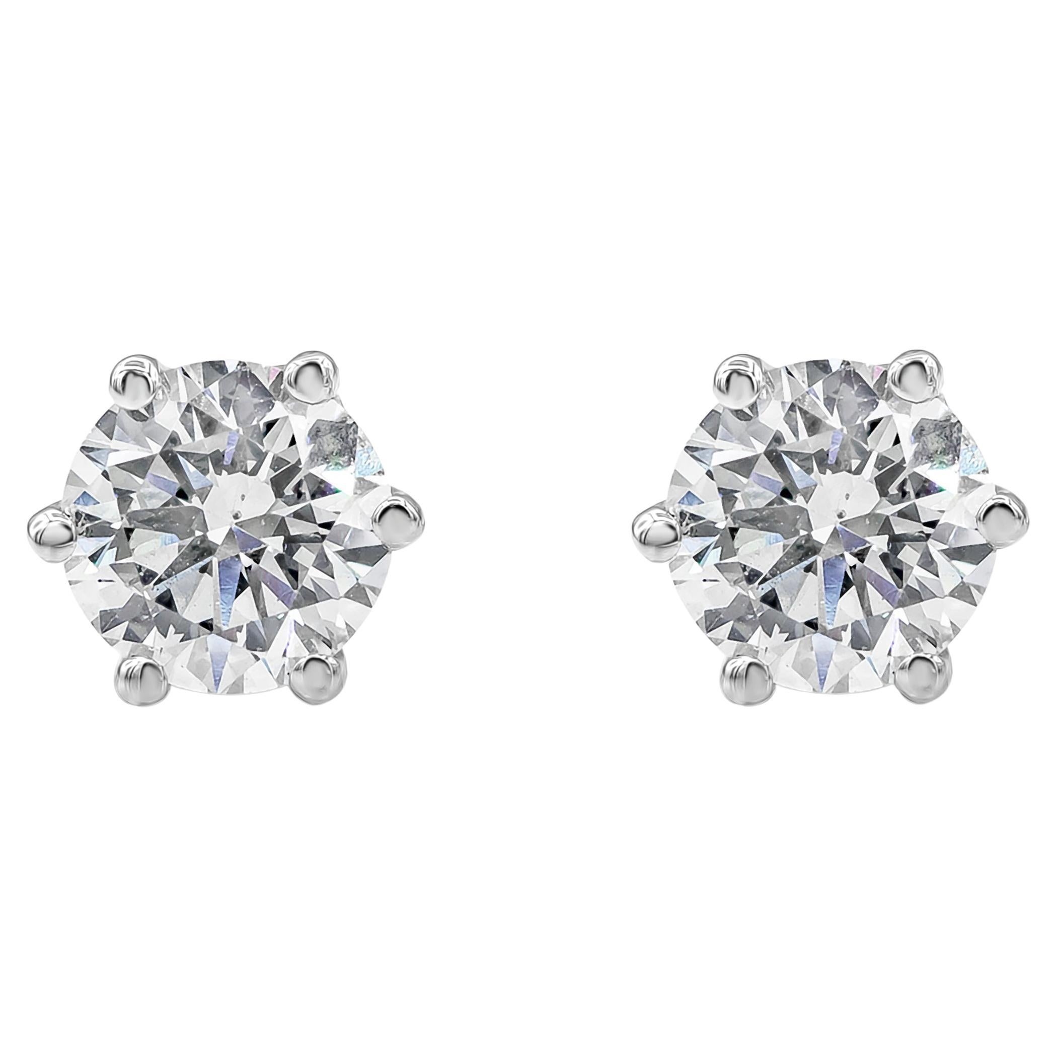 Roman Malakov 0.75 Carats Total Brilliant Round Shape Diamond Stud Earrings