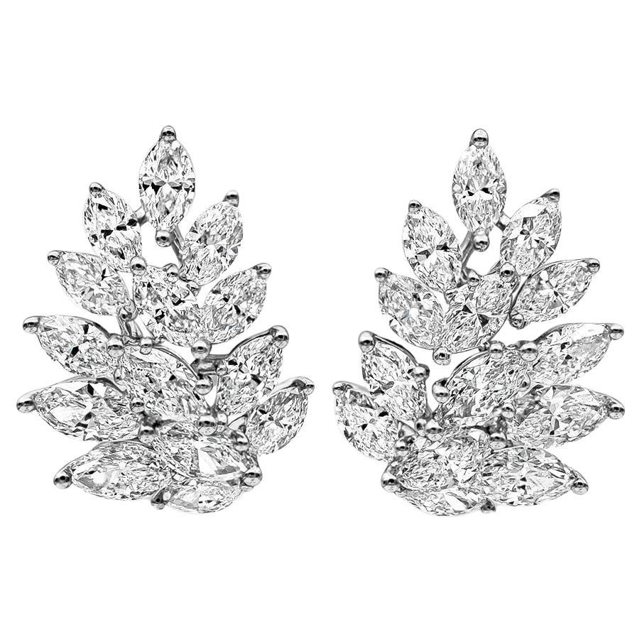 Roman Malakov 3.07 Carat Marquise Cut Diamond Cluster Stud Earrings For Sale