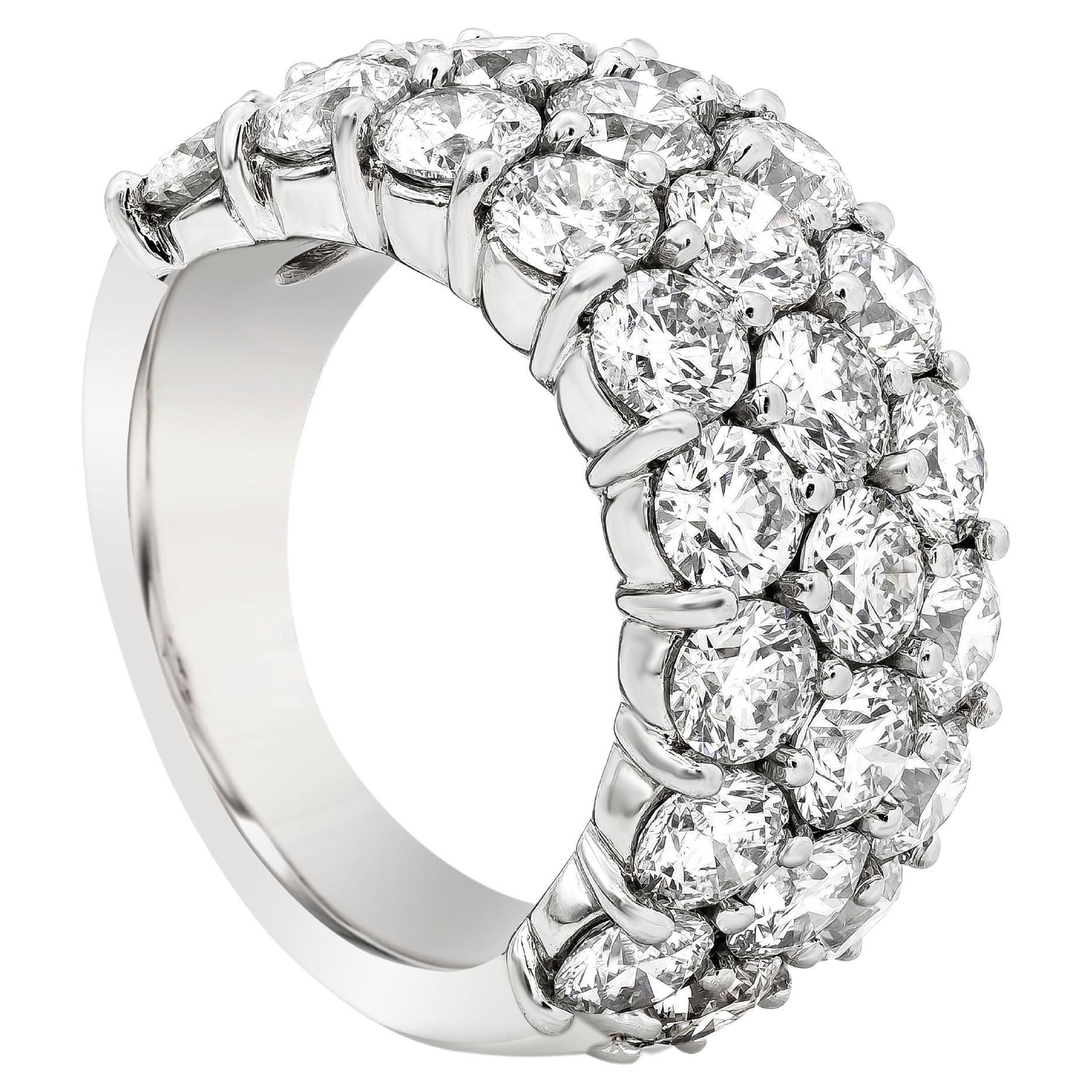 Roman Malakov 7,77 Karat Total Brillant Rund Diamant Drei-Reihen Hochzeit Band im Angebot