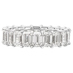 Roman Malakov 7.98 Carat Total Emerald Cut Diamond Eternity Wedding Band Ring