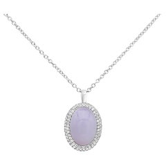 Roman Malakov 7,00 Karat Oval Cabochon Lavendel Chalcedon Anhänger Halskette