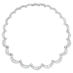 Roman Malakov 27.50 Carats Total Baguette & Round Cut Diamond Collar Necklace