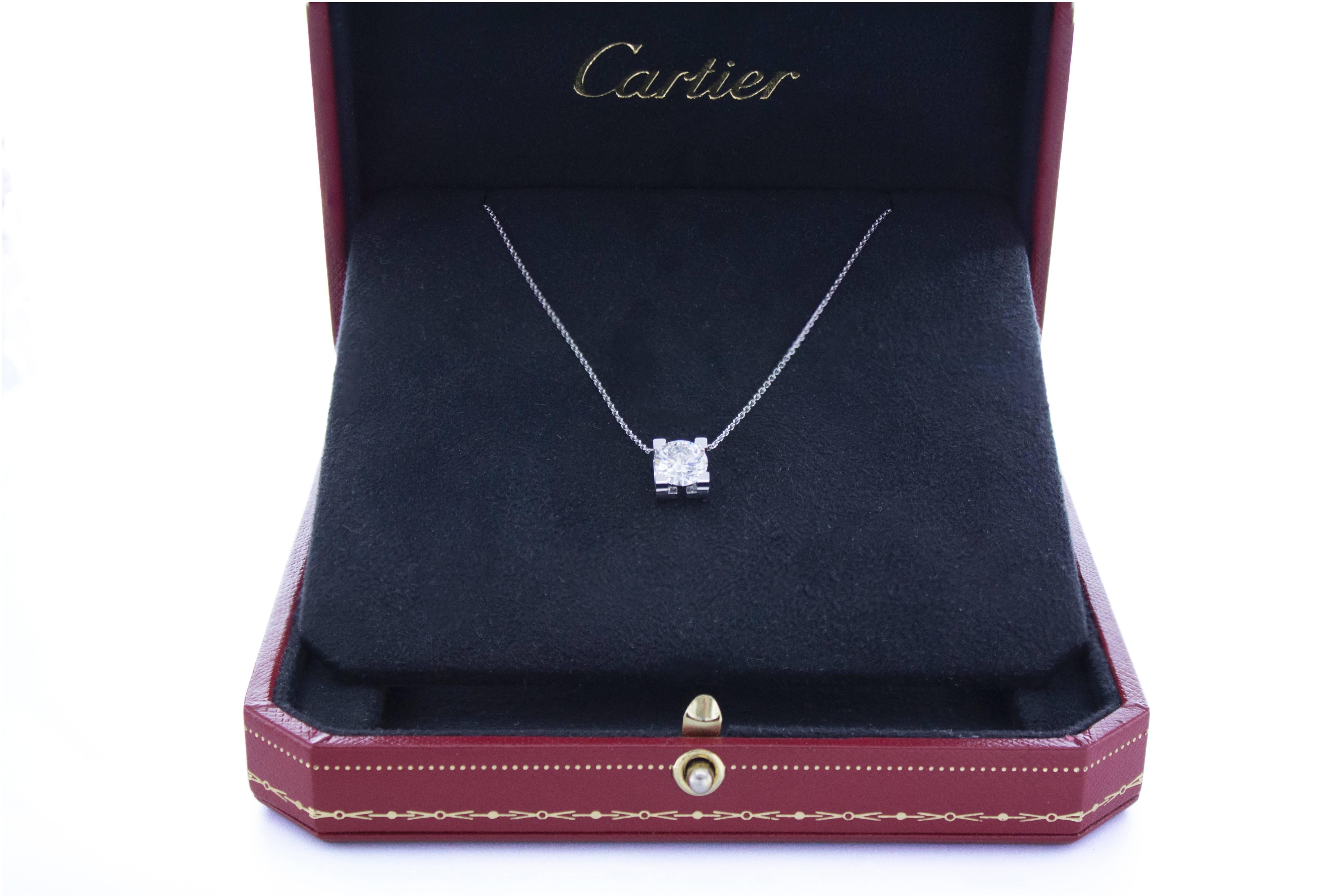Round Cut Cartier GIA Certified 1.70 Carat Diamond ‘C de Cartier’ Pendant