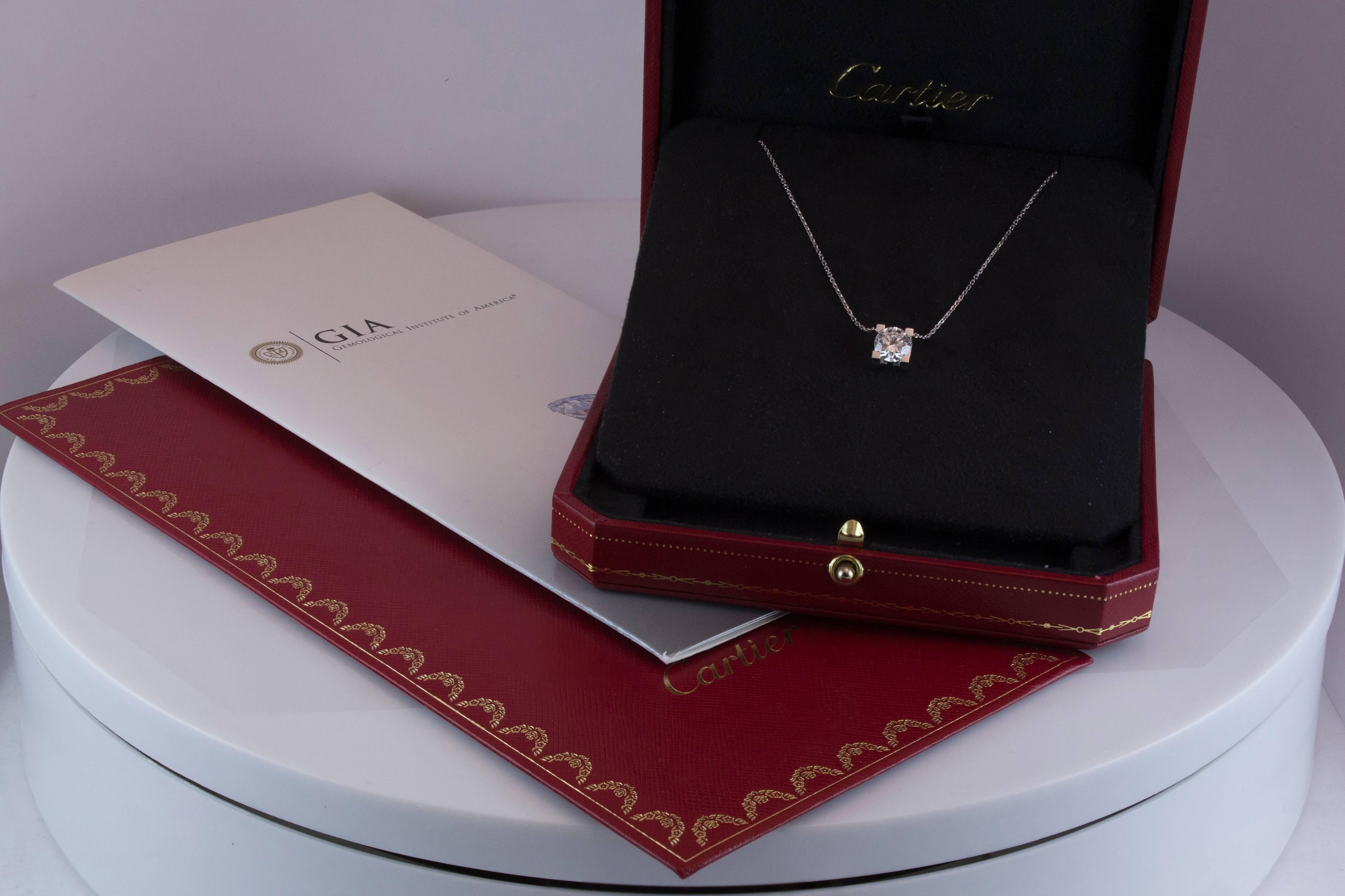 Cartier GIA Certified 1.70 Carat Diamond ‘C de Cartier’ Pendant In New Condition In New York, NY