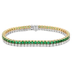 Roman Malakov Bracciale tennis con smeraldo e diamanti taglio rotondo da 8,53 carati totali