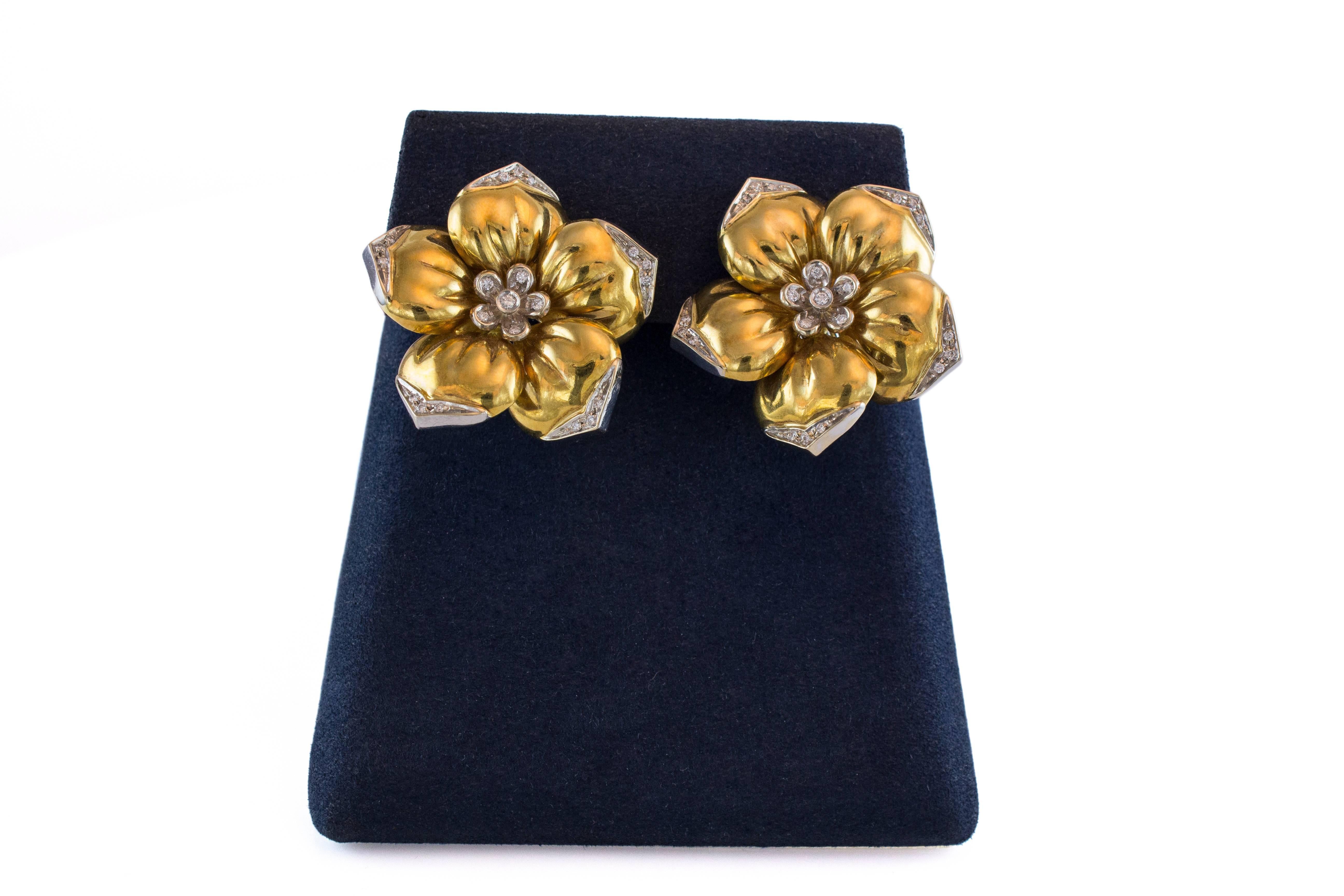 Wempe Diamond Pearl Gold Flower Earrings For Sale at 1stDibs | wempe ...