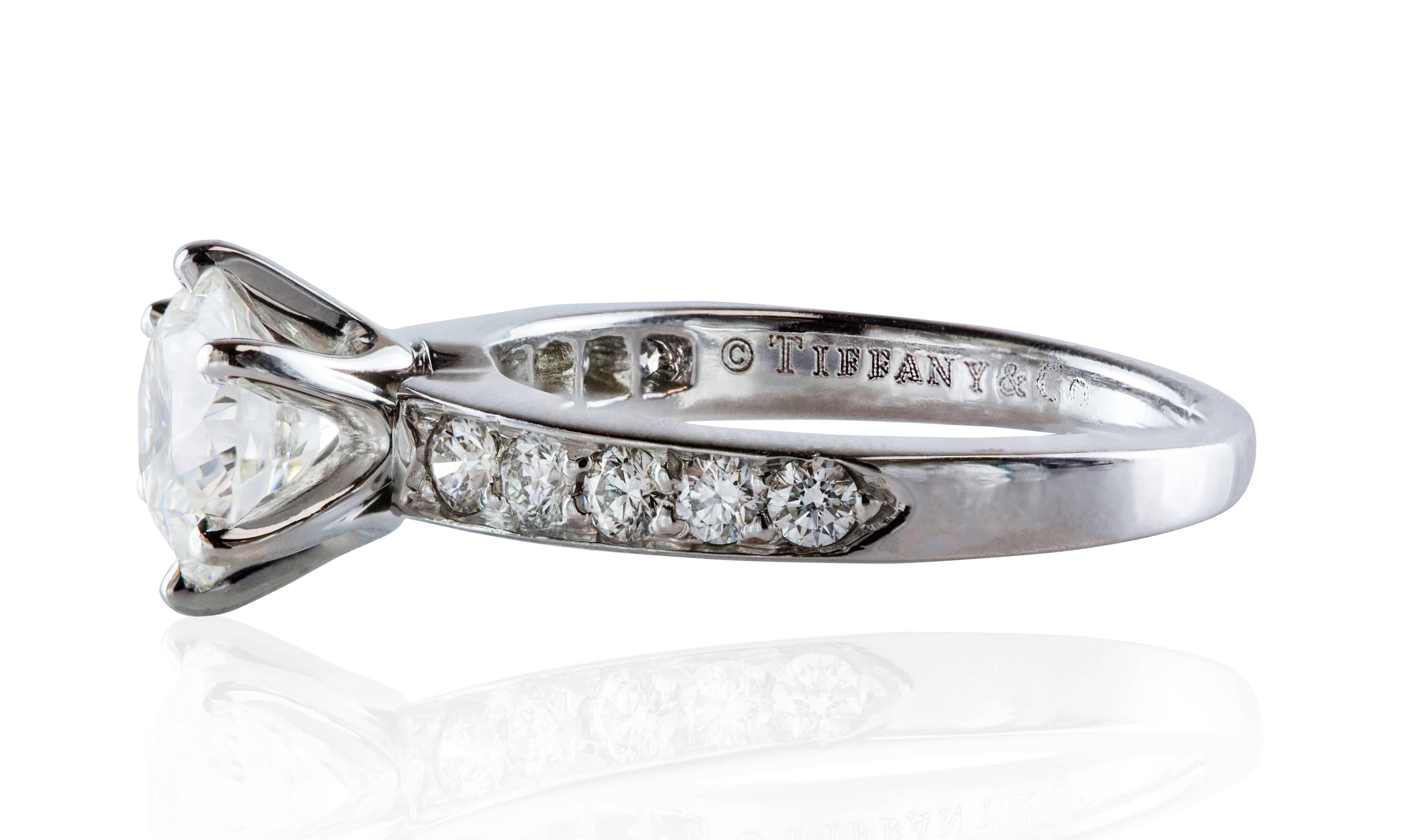 Contemporain Bague de fiançailles Tiffany & Co certifiée GIA 1,01 carats diamant brillant en vente