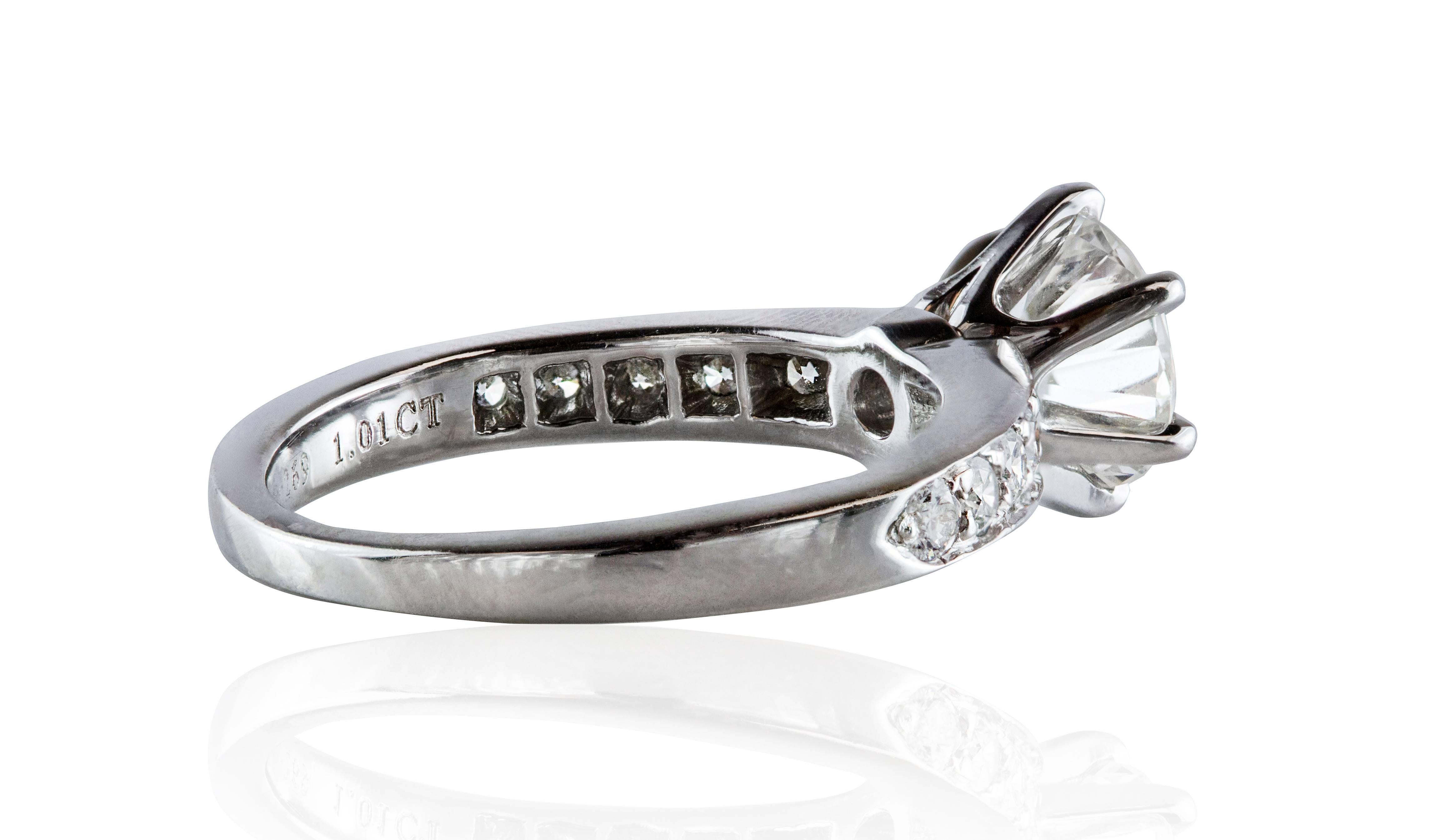 Taille ronde Bague de fiançailles Tiffany & Co certifiée GIA 1,01 carats diamant brillant en vente