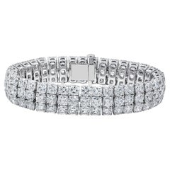 Roman Malakov Dreireihiges Tennisarmband mit 44,30 Karat Diamanten im Kissenschliff im Kissenschliff