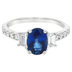 Roman Malakov Diamonds Bague de fiançailles en or blanc 1,52 carats saphir ovale et diamant