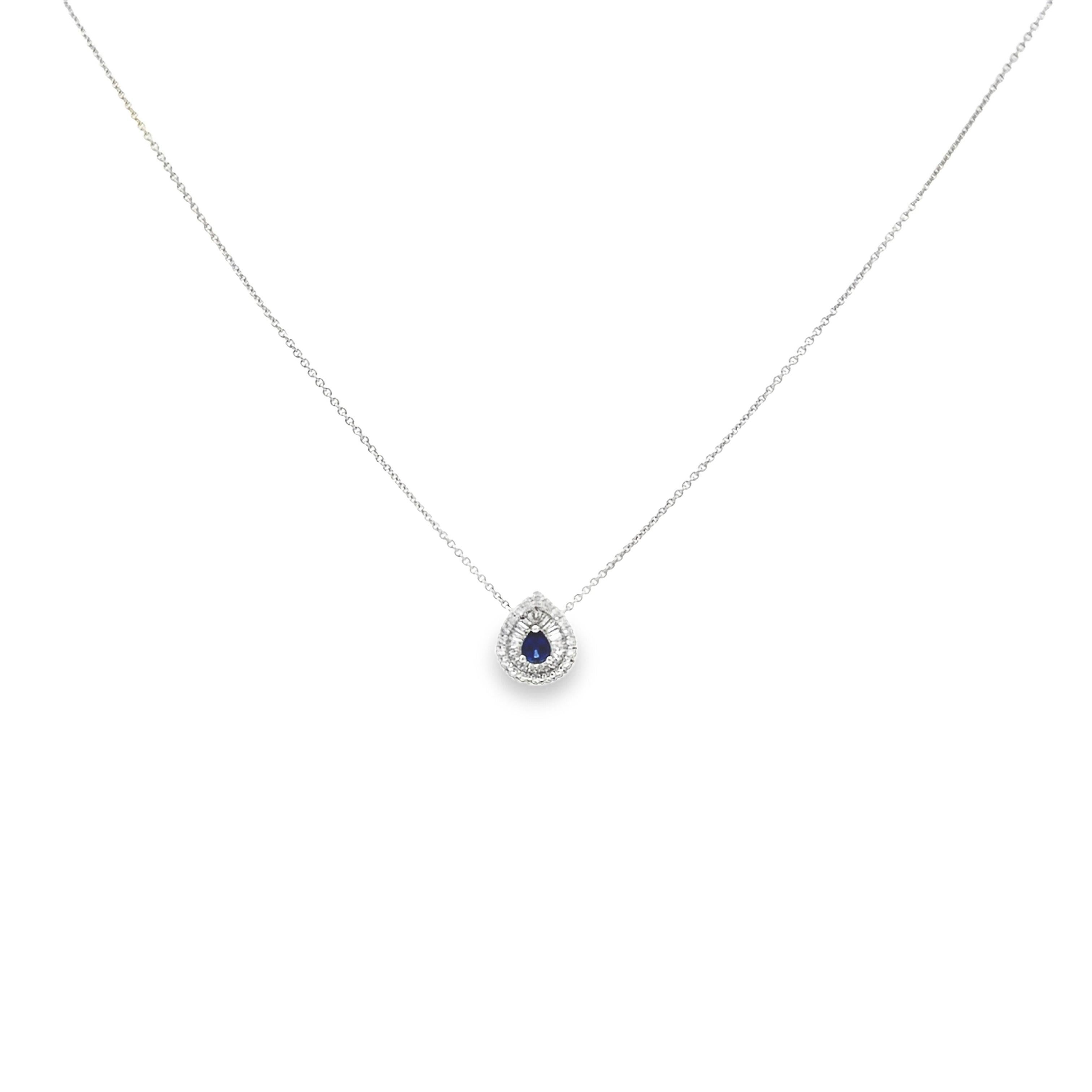 Roman Malakov 0,42 Karat Birnenform Saphir & Diamant Double Halo Halskette (Tropfenschliff) im Angebot