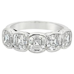 Roman Malakov 3.55 Carats Total Cushion Cut Diamond Five-Stone Wedding Band Ring