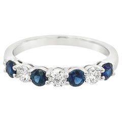 Roman Malakov 0.96 Carat Round Cut Sapphire & Diamond Seven-Stone Band Ring