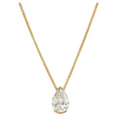 Roman Malakov GIA Certified 3.05 Carats Pear Shape Diamond Solitaire Necklace