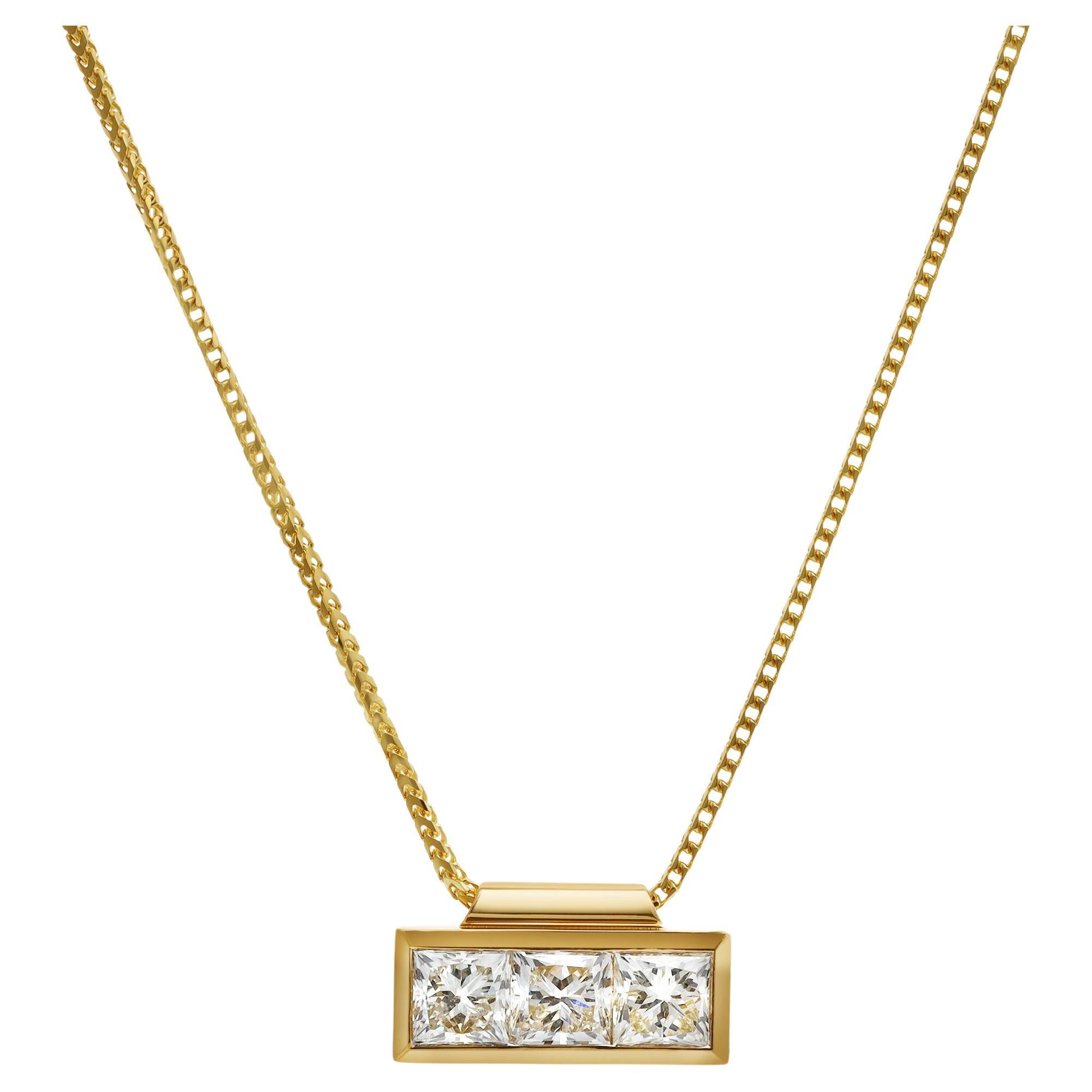 Roman Malakov 3.32 Karat Prinzessinnenschliff gerahmter Diamant-Anhänger im Angebot