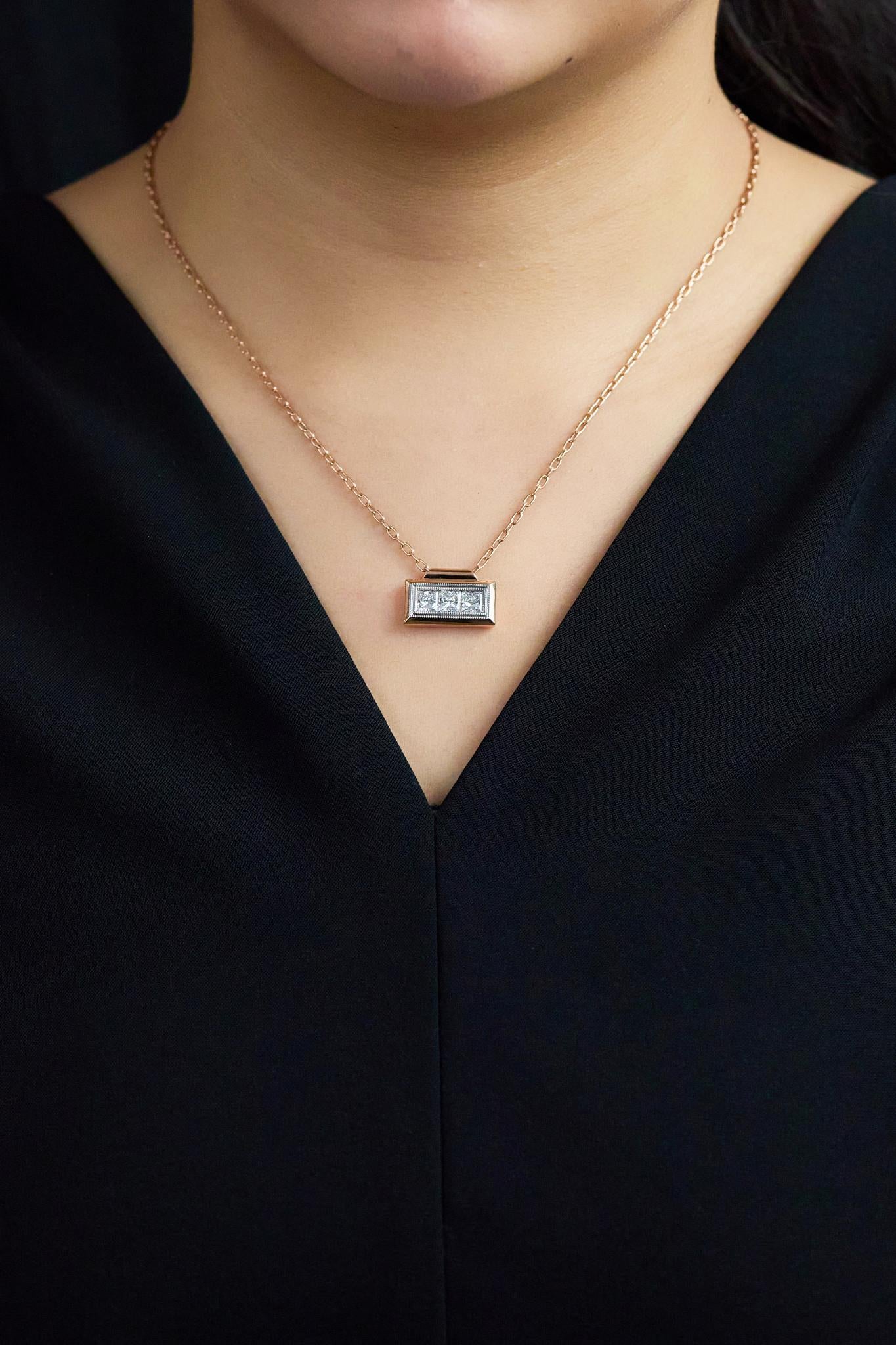 Roman Malakov Pendentif en diamant encadré taille princesse 1,58 carats Pour femmes en vente
