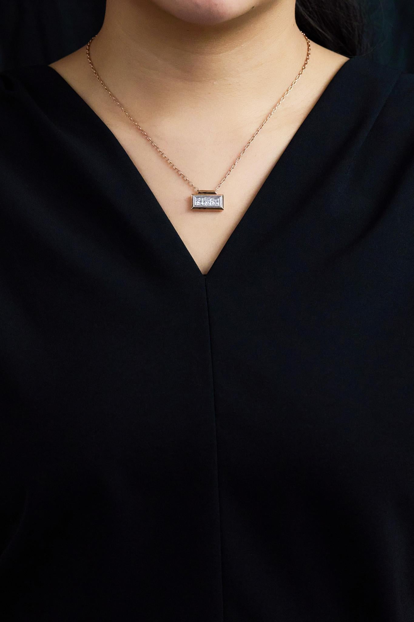 Taille princesse Roman Malakov Pendentif en diamant encadré taille princesse 1,58 carats en vente
