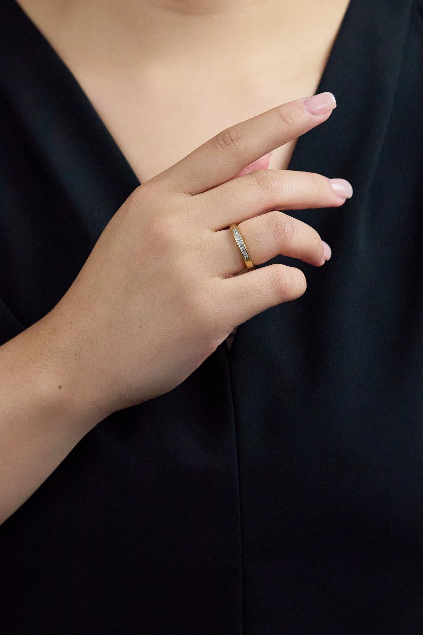 da uomo o donna Roman Malakov Diamonds da 0,40 carati, taglio principessa, fascia nuziale a sette pietre con diamante in vendita