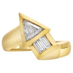 Roman Malakov 1.01 Carats Total Trillion & Baguette Cut Diamond Fashion Ring