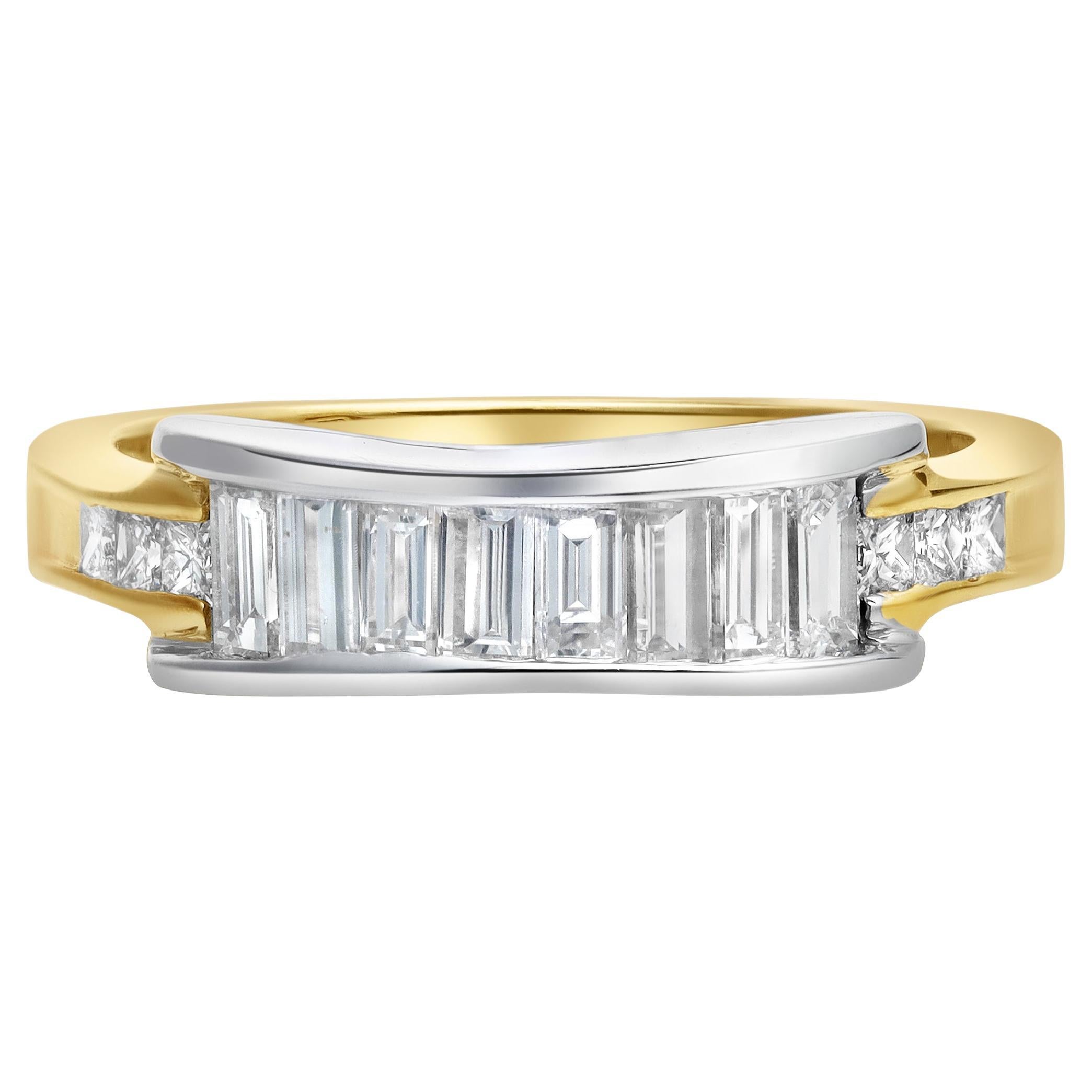 Roman Malakov 1.01 Karat Baguette & Prinzessinnenschliff Diamant Hochzeitsband