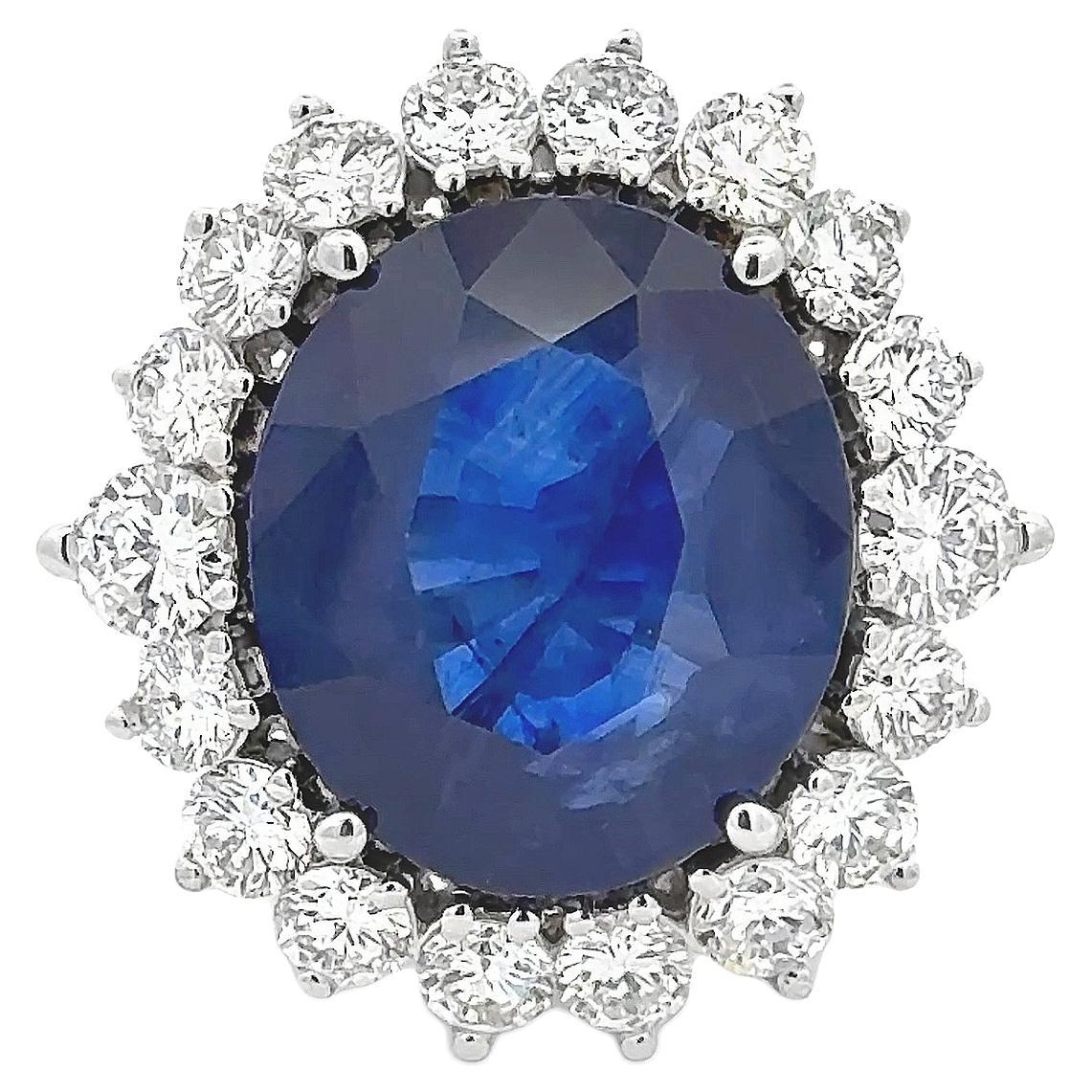 Roman Malakov Diamonds Anello da cocktail con zaffiro e diamante taglio ovale da 16,89 carati