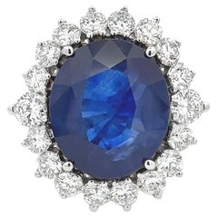Roman Malakov Diamonds Anello da cocktail con zaffiro e diamante taglio ovale da 16,89 carati