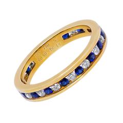 Alternating Natural Sapphire and Diamond Eternity Wedding Band Ring 5