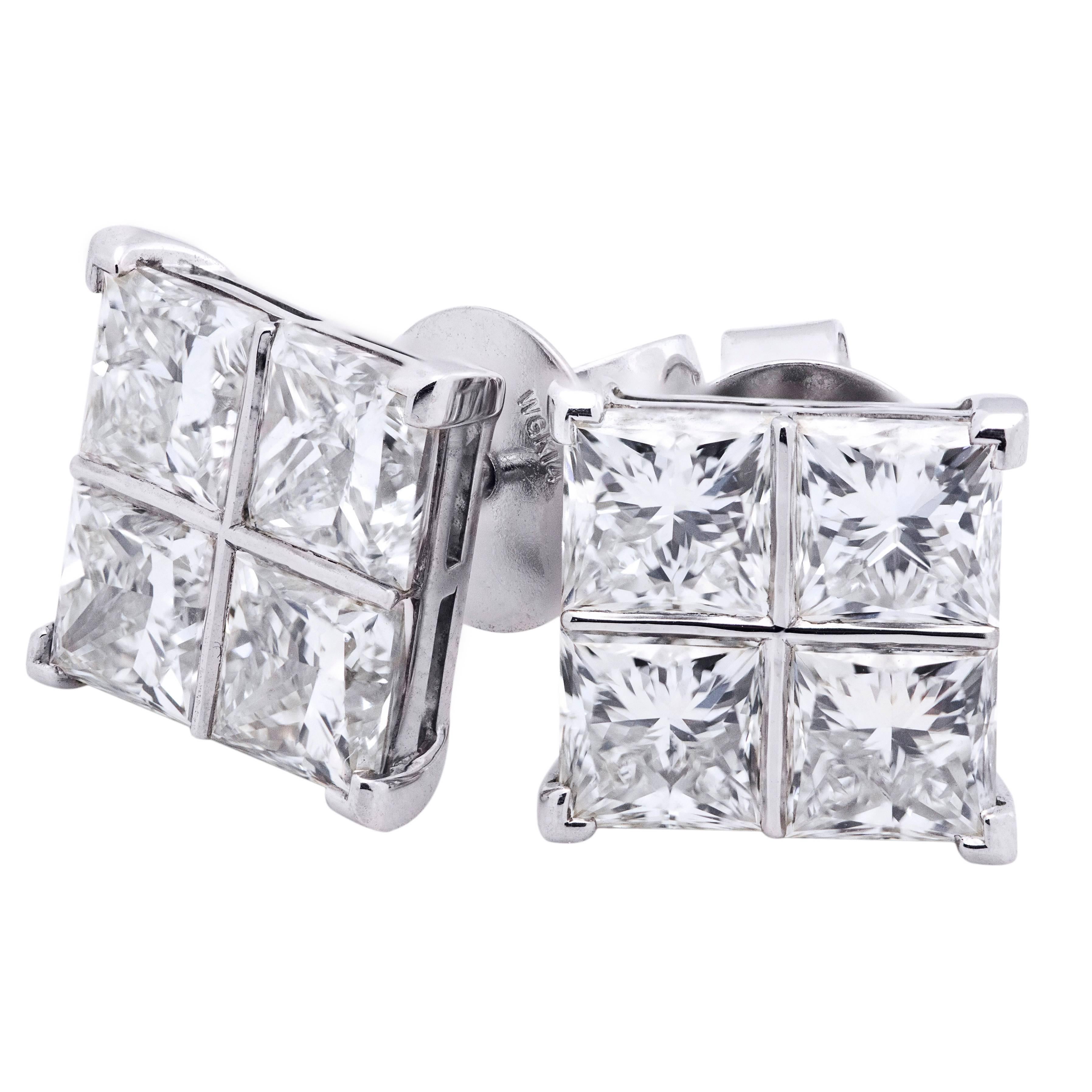 8.17 Carat Diamond White Gold Cluster Earrings