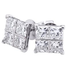 8.17 Carat Diamond White Gold Cluster Earrings 9