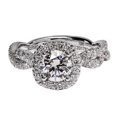 GIA Certified Diamond Gold Halo Engagement Ring 3