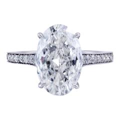 3.10 Carat GIA Certified Oval Cut Diamond Platinum Engagement Ring 10