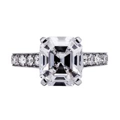 3.59 Carat HRD Certified Asscher Cut Diamond Platinum Engagement Ring 10
