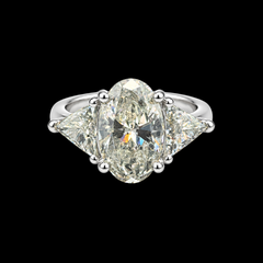 Roman Malakov GIA 4.61 Carats Total Oval Cut Diamond 3-Stone Engagement Ring