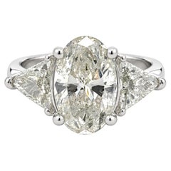 Roman Malakov GIA 4.61 Carats Total Oval Cut Diamond 3-Stone Engagement Ring