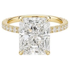 Verlobungsring aus 18-karätigem Gelbgold mit einem länglichen Diamanten im Radiant-Schliff von 5,02 Karat