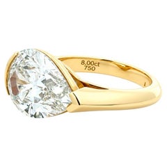 Roman Malakov GIA 8.00 Ct Pear Shape Diamond East-West Solitaire Engagement Ring