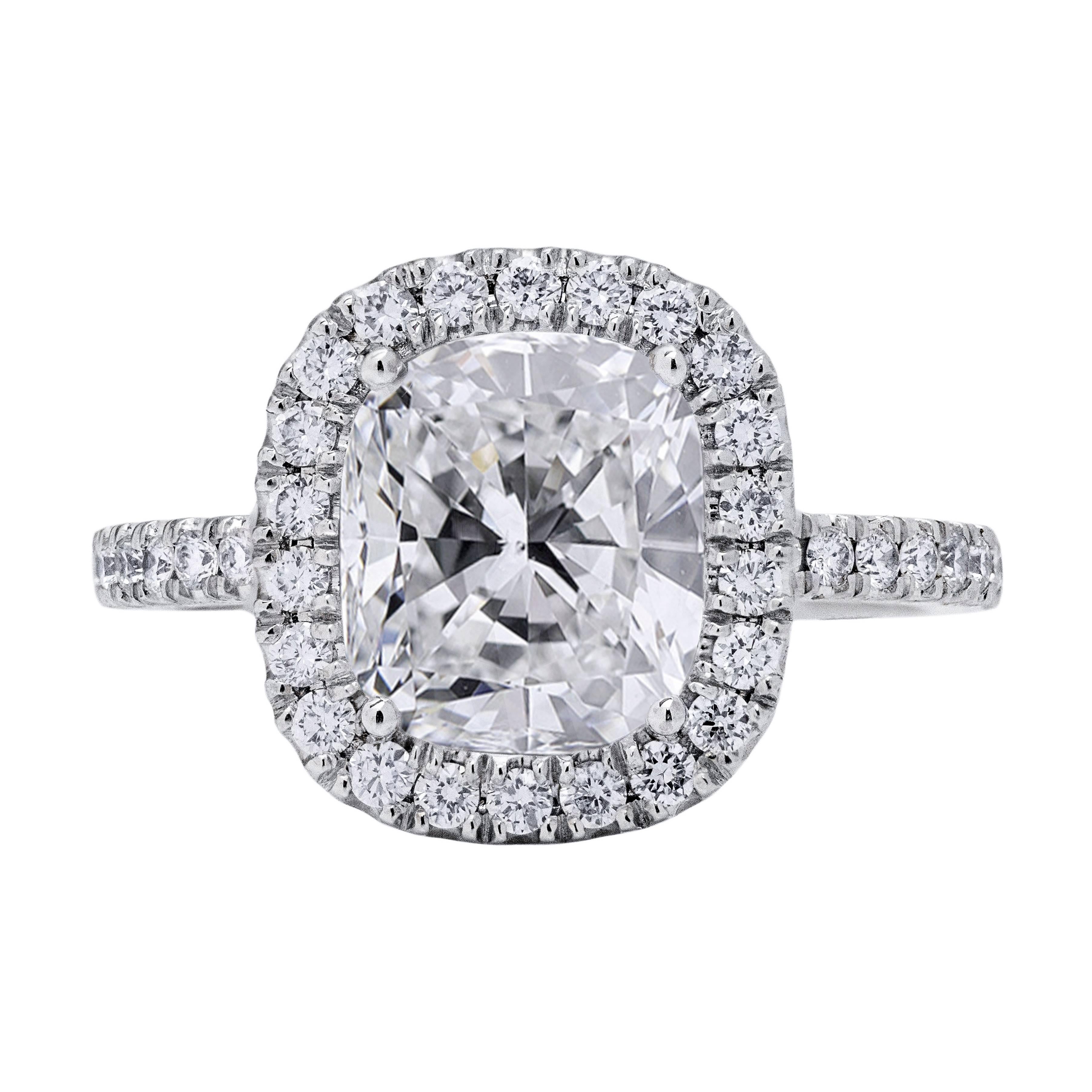 Roman Malakov, GIA Certified Cushion Cut Diamond Halo Engagement Ring