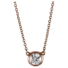 Round Brilliant Diamond in Rose Gold Solitaire Pendant Necklace