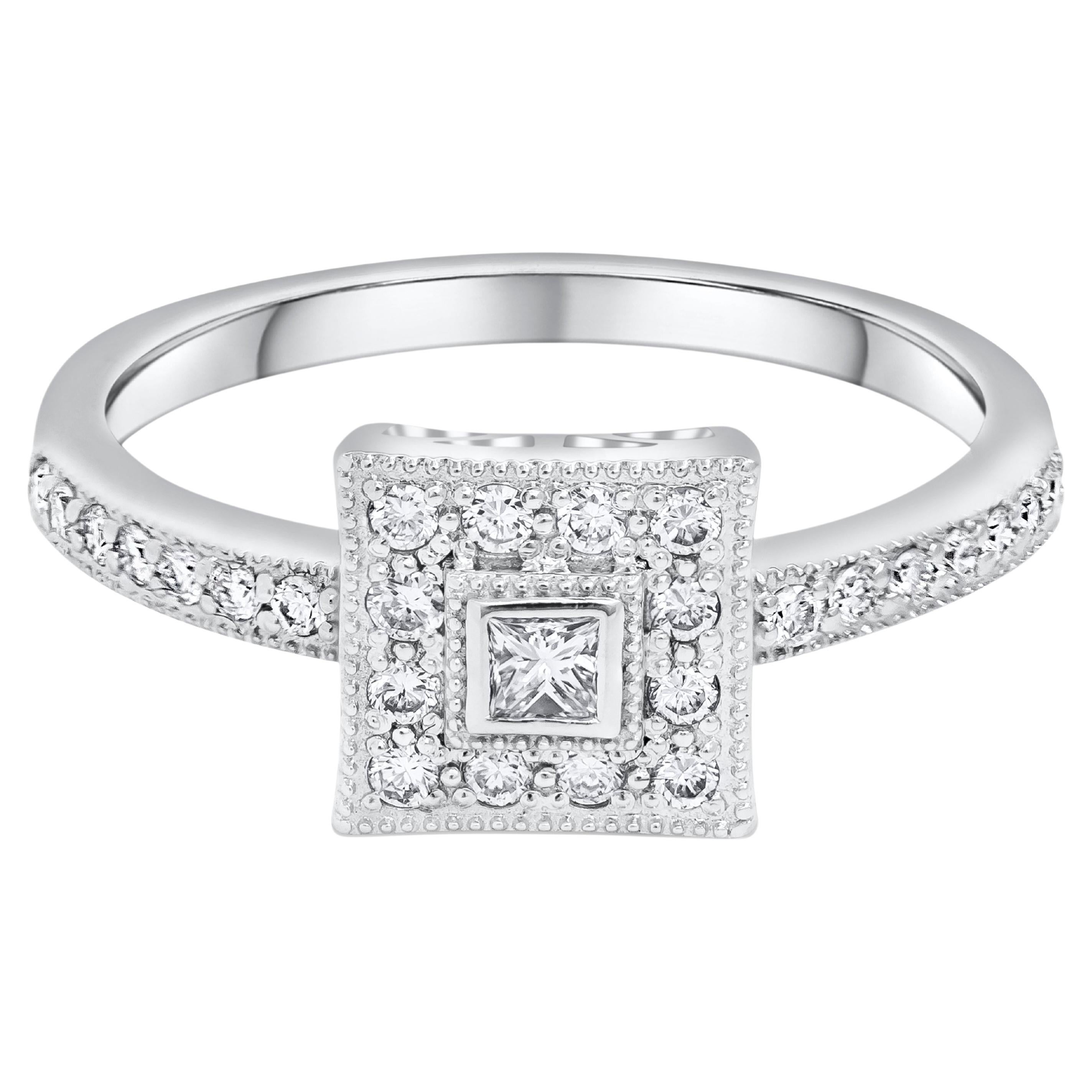 Charriol 0.37 Carats Total Princess Cut Diamond Antique Engagement Ring For Sale