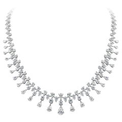 25.60 Carats Total Graduating Mixed-Cut Diamond Collar Necklace in White Gold