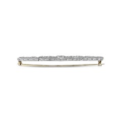 Antique 0.88 Carat Total Old European Cut Diamond Long Panel Brooch in Platinum