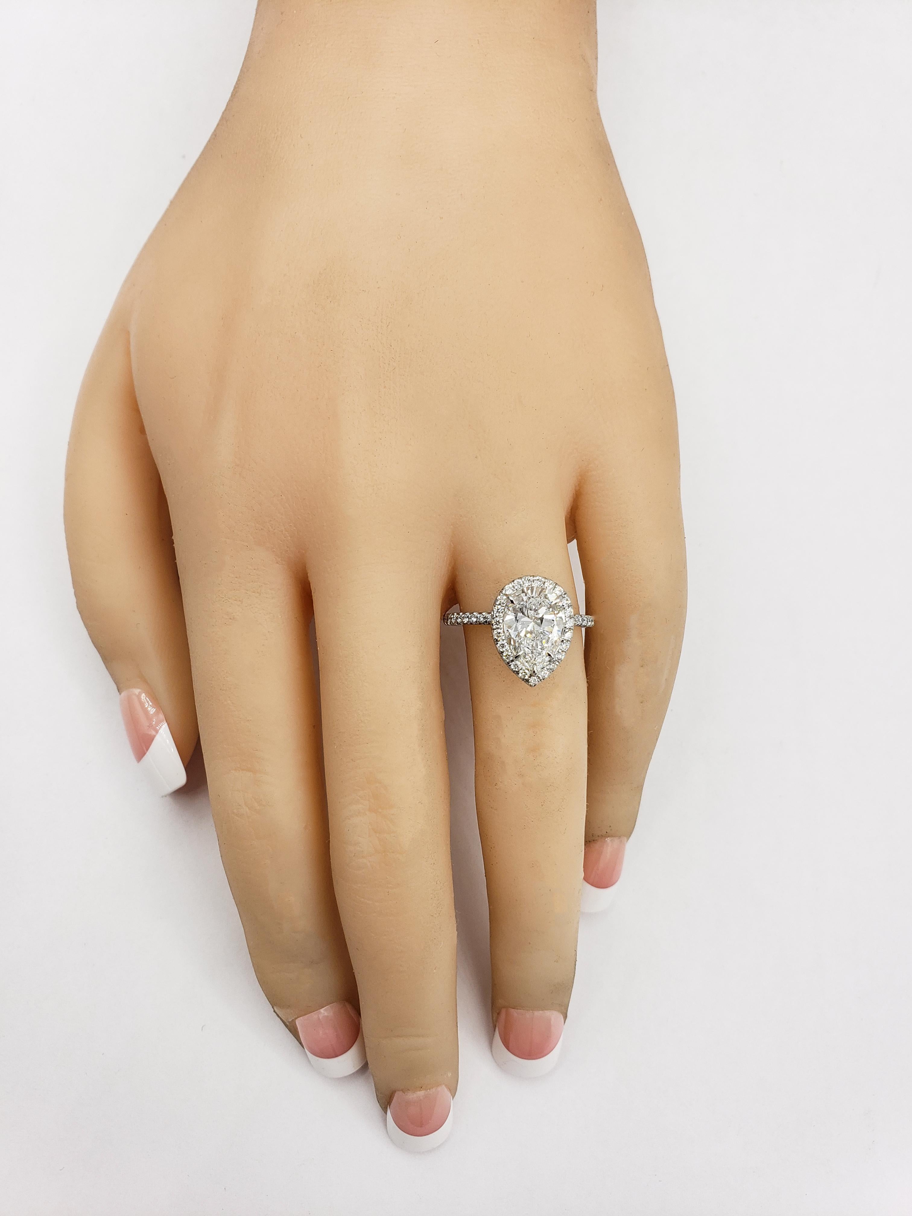 Pear Cut Roman Malakov GIA Certified 2.01 Carat Pear Shape Diamond Halo Engagement Ring