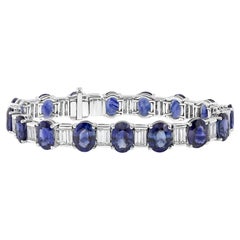 Roman Malakov Pulsera de moda de zafiro azul talla oval y diamantes de 33,66 quilates